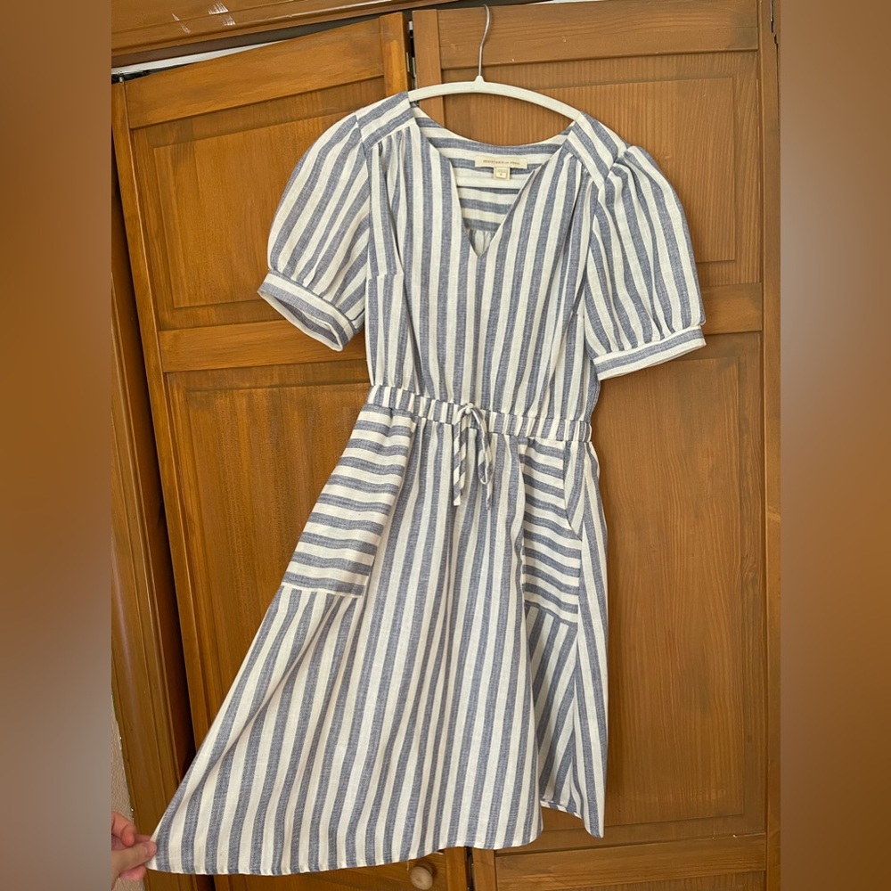 🩵 monteau dress knee length striped dress 👗